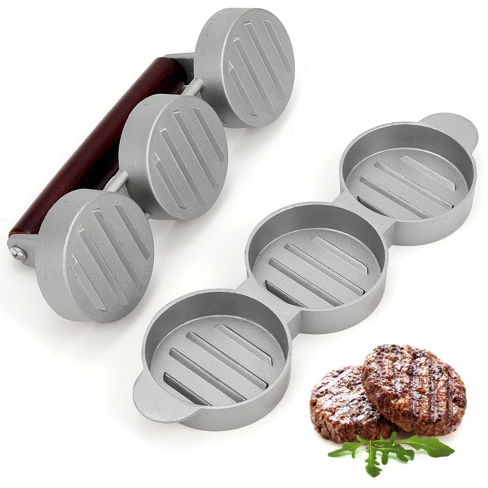 Mini Burger Press – 3-Slot Slider Patty Maker for Hamburgers, Veggie Burgers ... gallery