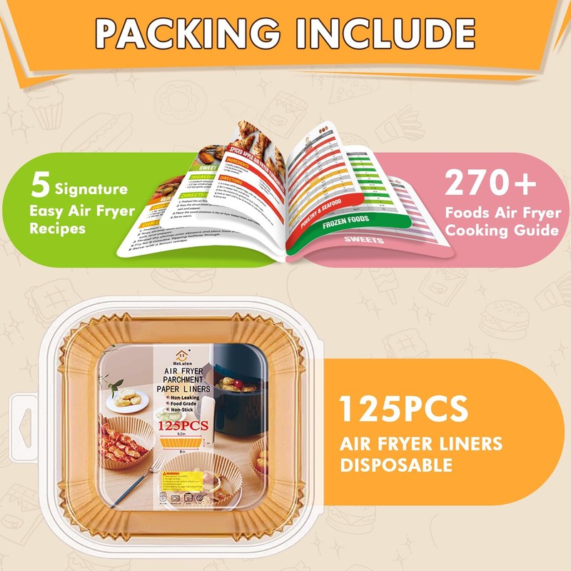 Air Fryer Liners Disposable,125Pcs 8Inch Airfryer with 8 inch, Yellow gallery
