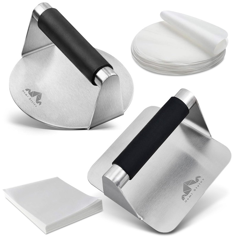 Homi styles Stainless Steel Burger Press –5.5 inch Round and Silver Black gallery