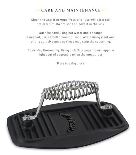 Stainless Steel Cast Iron Meat Press Heavy Duty Pre-Seasoned BBQ Grill Press gallery