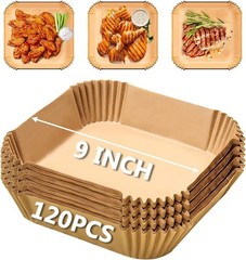 Air Fryer Disposable Paper Liners for COSORI Square-9inch-120pcs, Brown