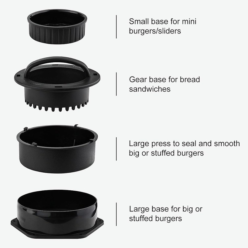 Smash Burger Press Kit 4 in 1 Hamburger Patty Storage Container Cast Iron gallery