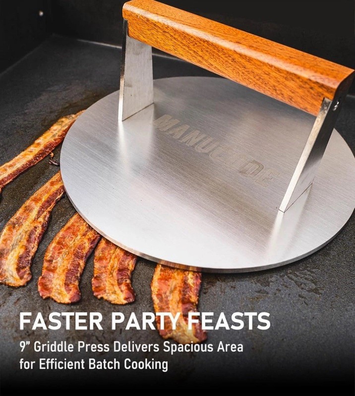 3.8-Lb Burger Press, 9-Inch Smasher for Batch Cooking, Stainless Steel gallery