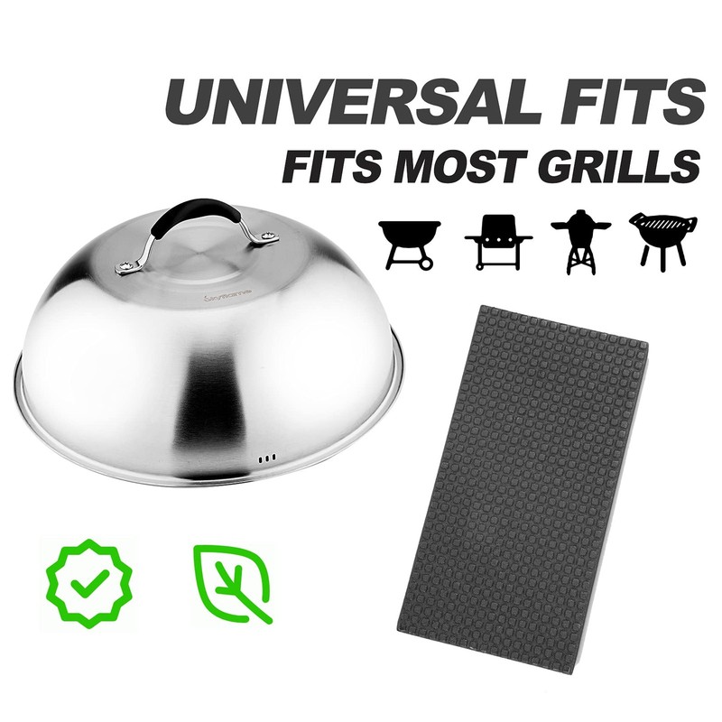 12'' Cheese Melting Dome & 8'' Burger Press, 2pcs Griddle Accessories Set for... gallery