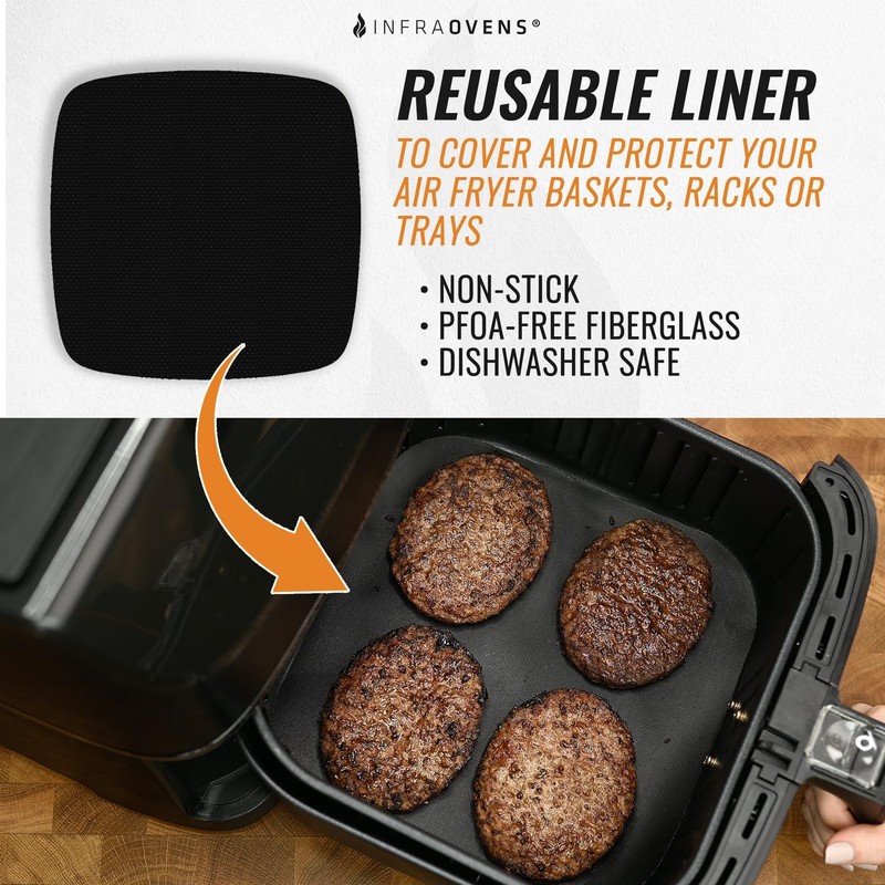 Reusable Mats Air Fryer Liners for Ultrean, 10.5 inches, Black gallery