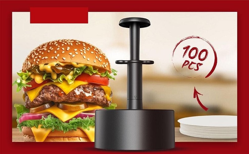 Modern Stainless Steel Burger Press Tool 100 PCS Wax Disc Papers (Bulk 3 Sets) gallery