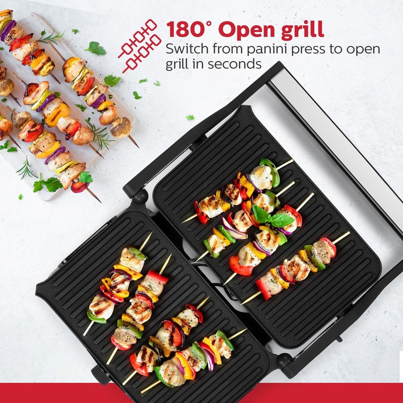 Holstein Housewares 2-Slice Panini Press and Grill - Black/Stainless Steel Sa... gallery