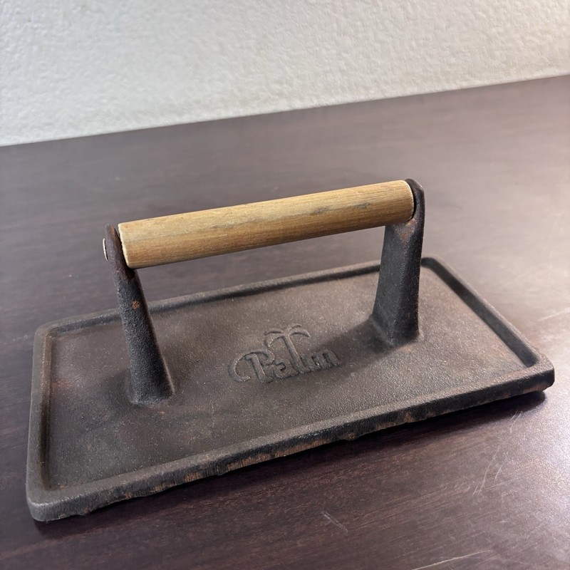 Palm Restaurant Cast Iron 8 3/4” Stovetop/Grill Press With Wooden Handle gallery