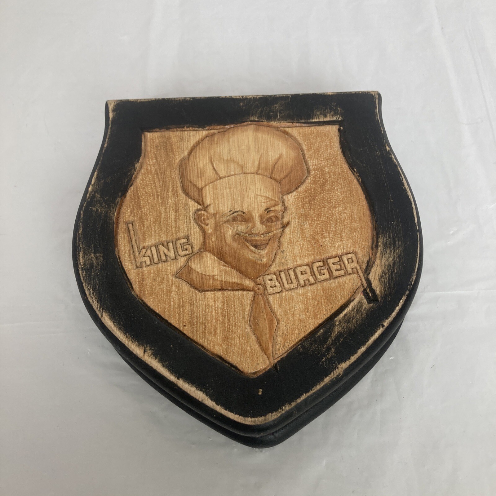 Cool Vintage Chef King Burger Wooden Hamburger Press Restaurant Decor gallery