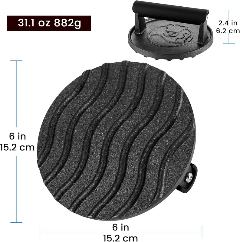 Smash Burger Press for Griddle, 5-Year Warranty, 2 Lb Heavy Duty Burger Smasher gallery