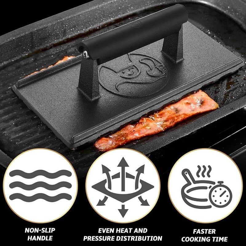 Heavy Cast Iron Burger Press Griddle Tool Meat Smasher Cooking Accessory New gallery