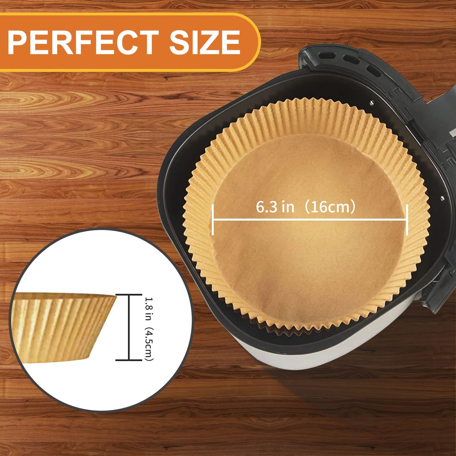 Air Fryer Disposable Paper Liner, 100PCS 6.3" Natural 6.3 Natural, Yellow gallery