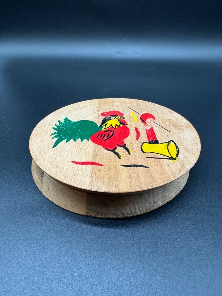 Vintage Rooster and Axe Hamburger Press Wood Hinged MCM Folk Art Kitchen Decor gallery