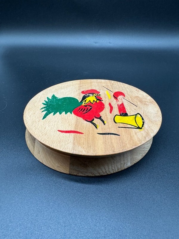 Vintage Rooster and Axe Hamburger Press Wood Hinged MCM Folk Art Kitchen Decor gallery