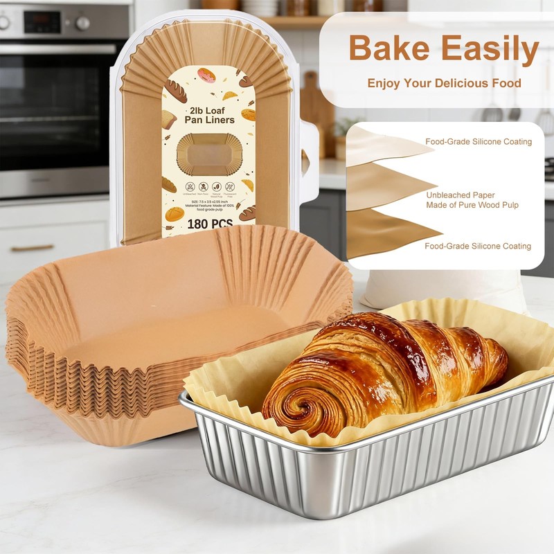 Loaf Pan Liners for Baking Bread 9x5 Inch - 180 PCS inch, 9x5inch-2LB gallery