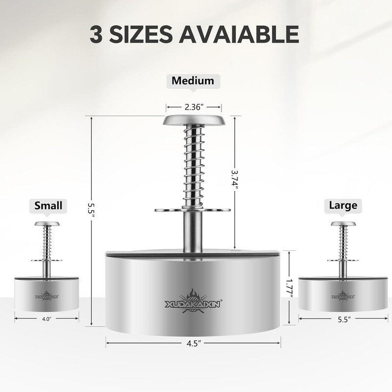 Hamburger press patty maker,304 Stainless Steel Burger Press, Non-Stick Patty... gallery