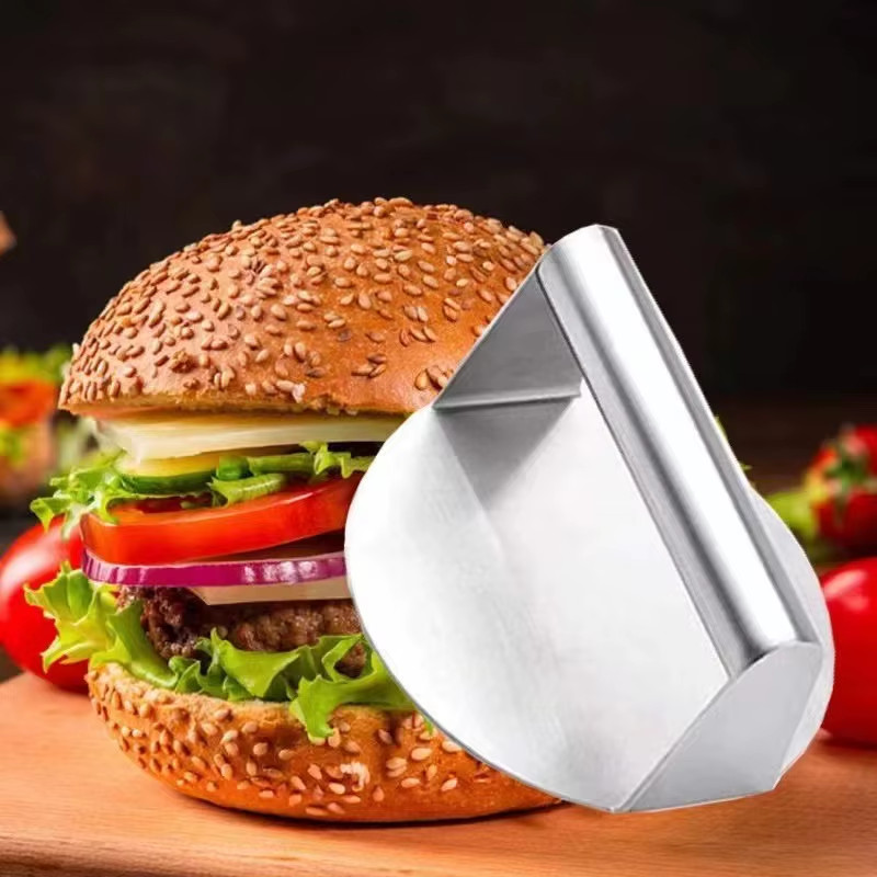 Stainless Steel Smash Burger Press with Handle Circular Meat Press Mold Hamburge gallery