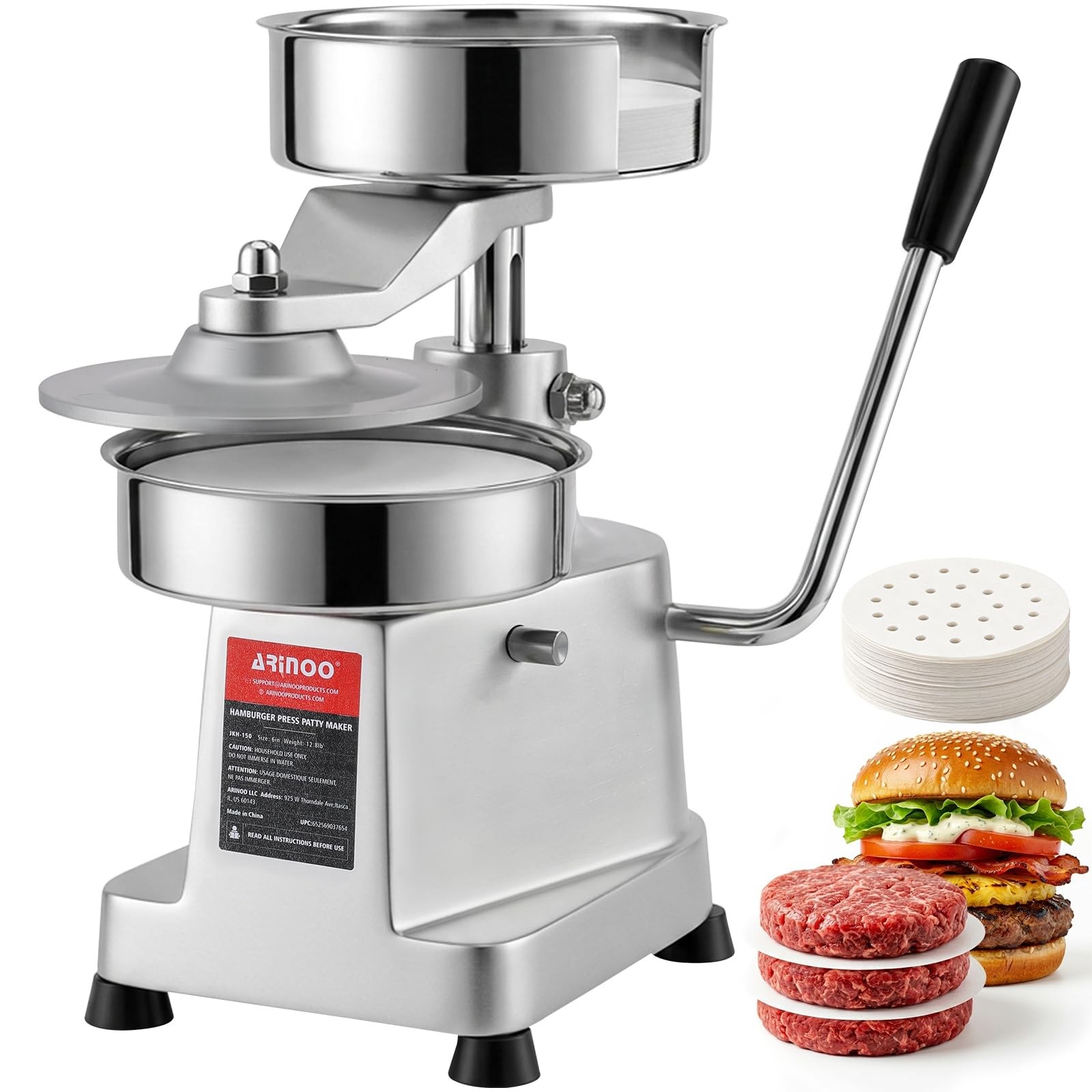 Commercial Burger Patty Maker, Stainless Steel Heavy Duty Burger Press Meat P... gallery