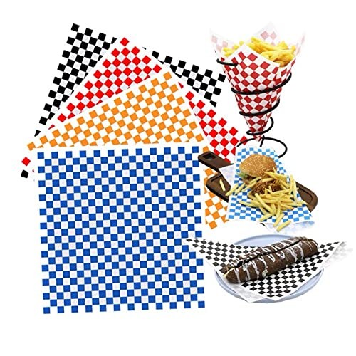 200 Sheets Blue and White Checkered Food Wrapping 12'' x 12'', Blue/White gallery