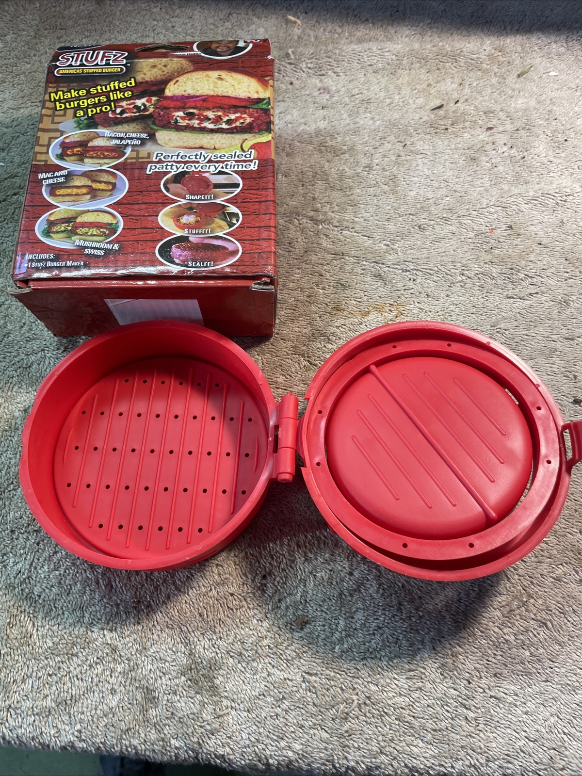 Stufz Americas Stuffed Burger Maker Press As Seen on TV 1 Burger Maker n Box NOS gallery