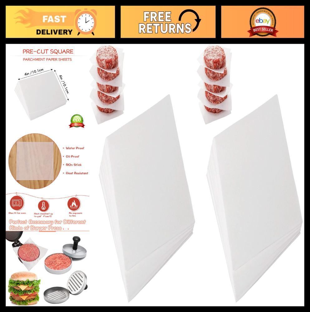 Non-Stick Patty Paper Sheets 4x4" - 300 Count for Burgers, Baking & Freezing