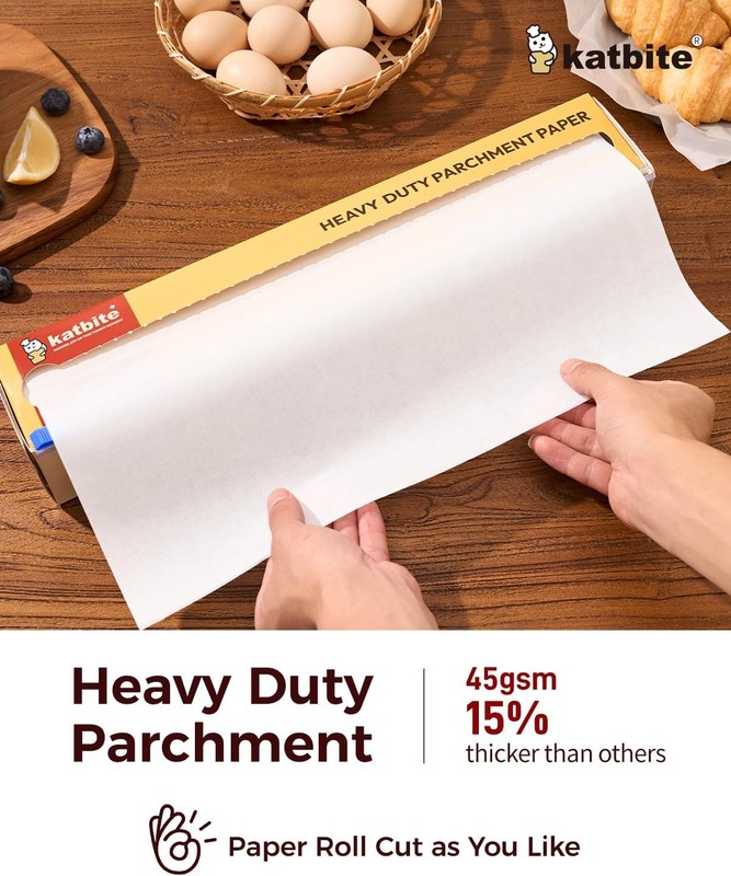Katbite Parchment Paper Roll for Baking, 2 Pack of 15 15 in x 420 ft, White gallery