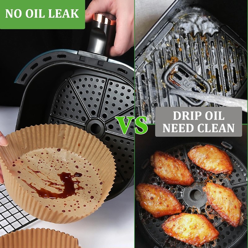 200PCS Air Fryer Liners Disposable: Round 8 Inch Non-Stick 8"Round, Wood gallery