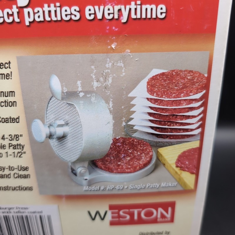 Weston Hamburger Press Aluminum Nonstick Adjust Thickness 4.325 in Patty New gallery