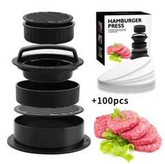 3-in-1 Burger Press Hamburger Patty Maker-Stuffed Burger Press- 100 Burger Paper