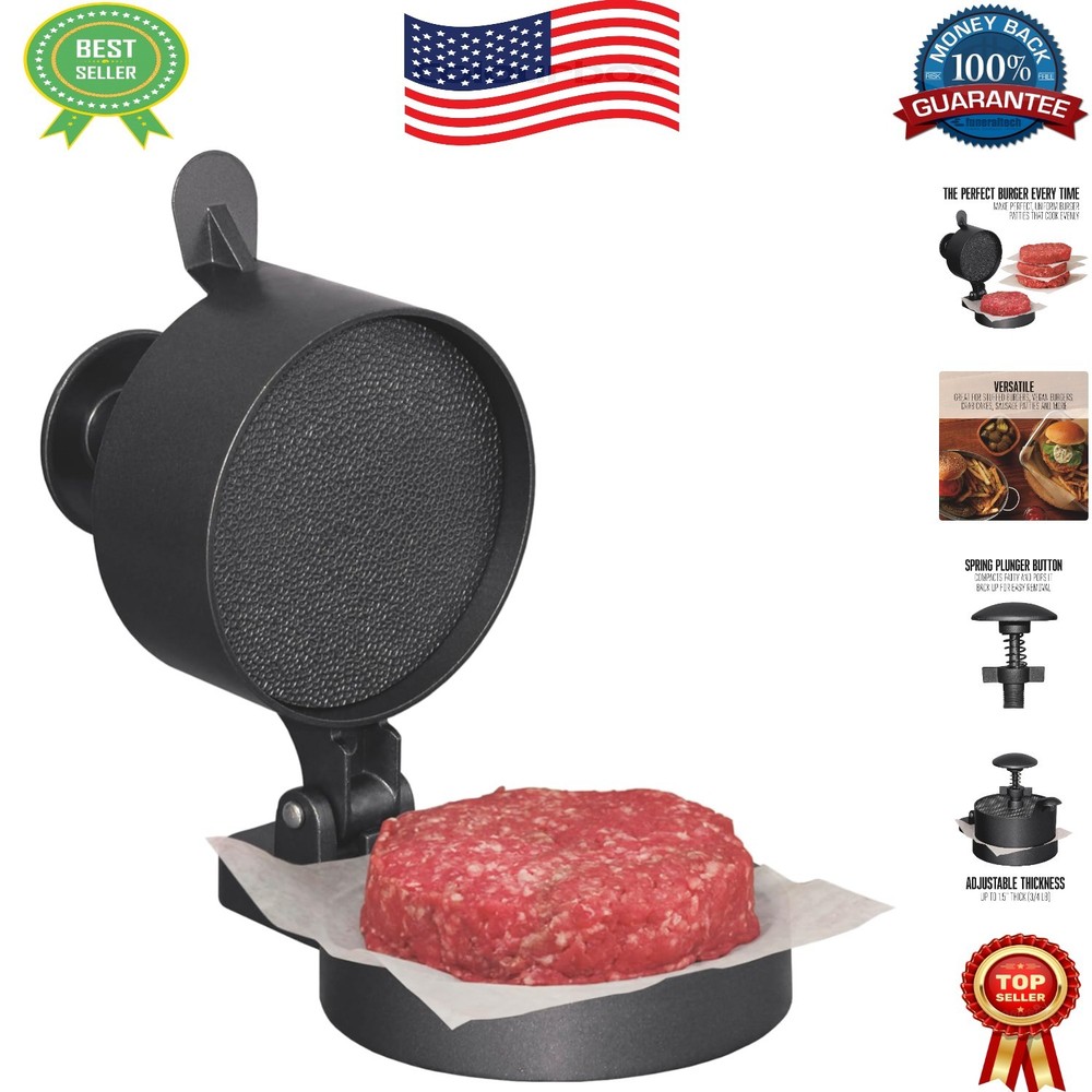 Effortless Cast Aluminum Patty Maker with Adjustable Thickness and Ejector