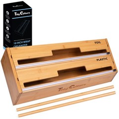 TidyCulture 18 Inch Large Foil Wrap Dispenser with Cutter, 2 in Long, Bamboo