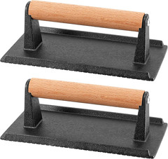 2 PCS 8 X 4 Inch Heavy Duty Cast Iron Grill Press, Flat Bottom Steak Weight Baco