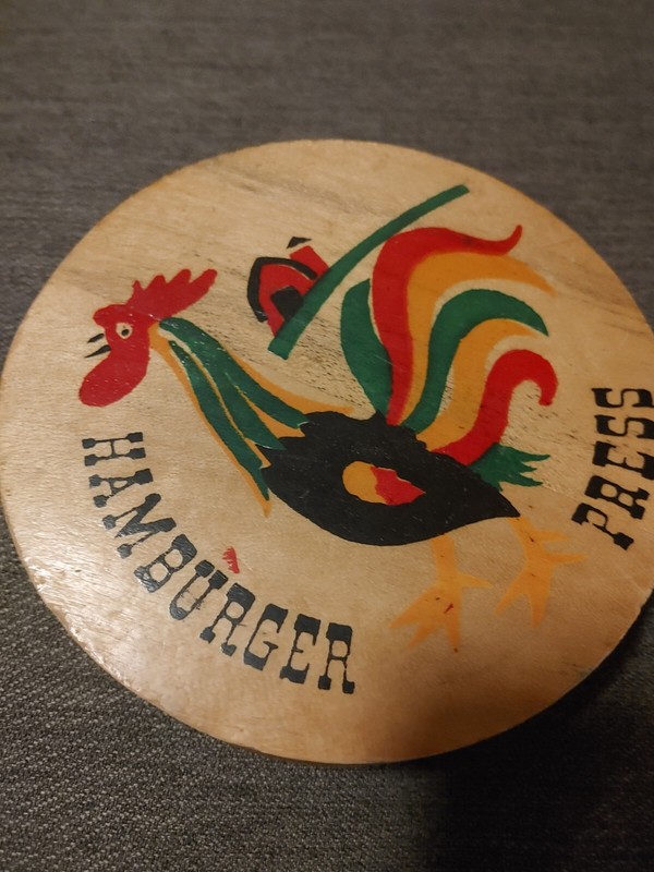Vtg Hinged Rooster Hamburger Press gallery