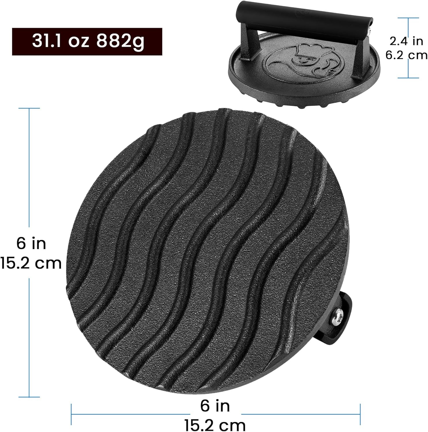 Smash Burger Press for Griddle, 5-Year Warranty, 2 lb Heavy Duty Burger Smasher gallery