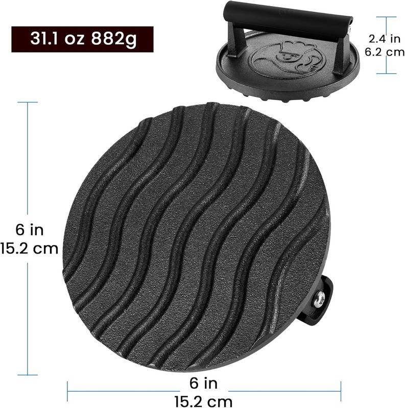 Smash Burger Press for Griddle, 5-Year Warranty, 2 lb Heavy Duty Burger Smasher gallery