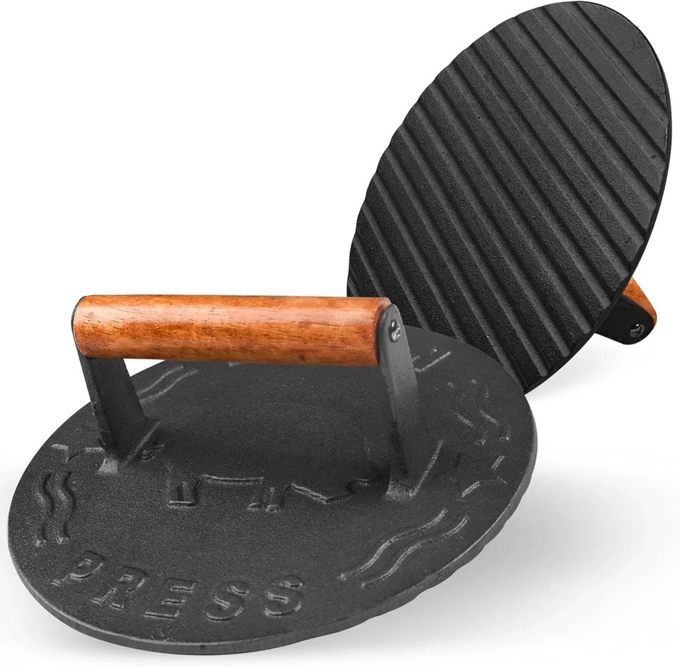 Bacon Press 8.5-Inch round | Heavy-Duty Cast Iron Grill Press for Perfectly Sear gallery