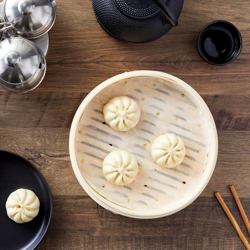 Juvale 100 Pack Round Air Fryer Liners with Holes for 8 inches, White, 8 Inch gallery