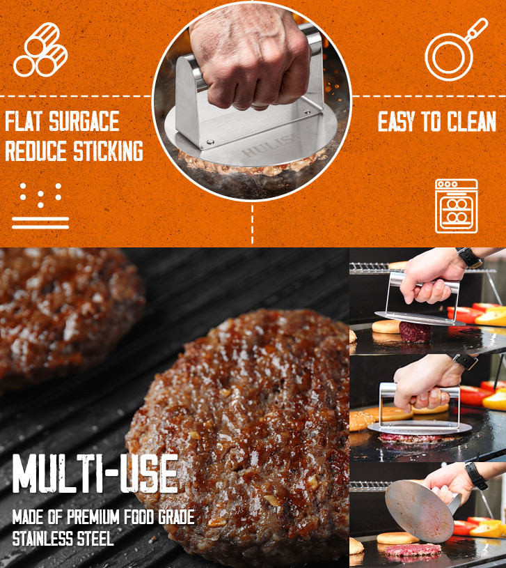 6.2"Stainless Steel Burger Press Smasher Grill Griddle BBQ Flat Top Cooking Tool gallery