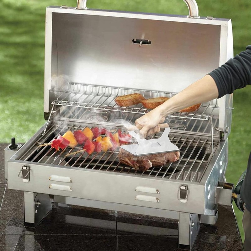 Onlyfire 5.5 Inch Burger Smasher, 304 Stainless Steel Square Burger Press with W gallery