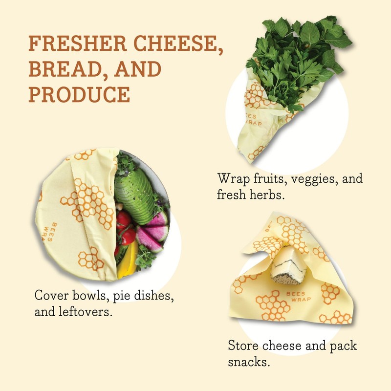 Bee's Wrap Beeswax Wraps for Food - Pack of 3 Medium, Honeycomb Medium 3 gallery