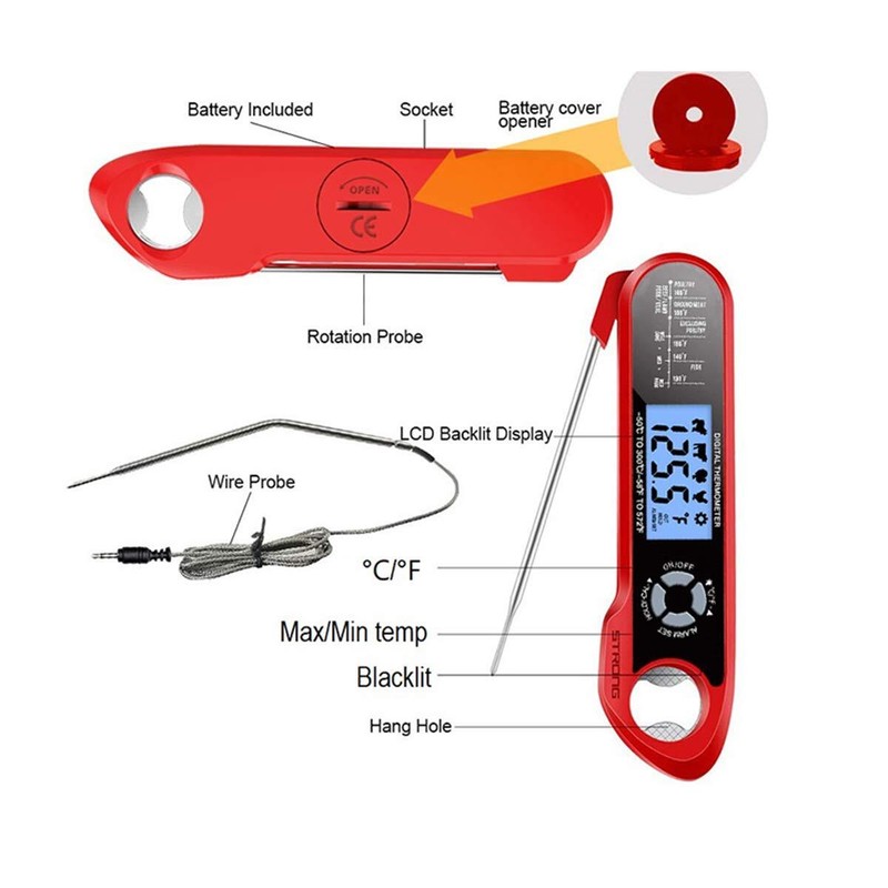 Double-Probe Meat Thermometer Wireless Digital Oven Grill Thermometer BBQ Gift gallery