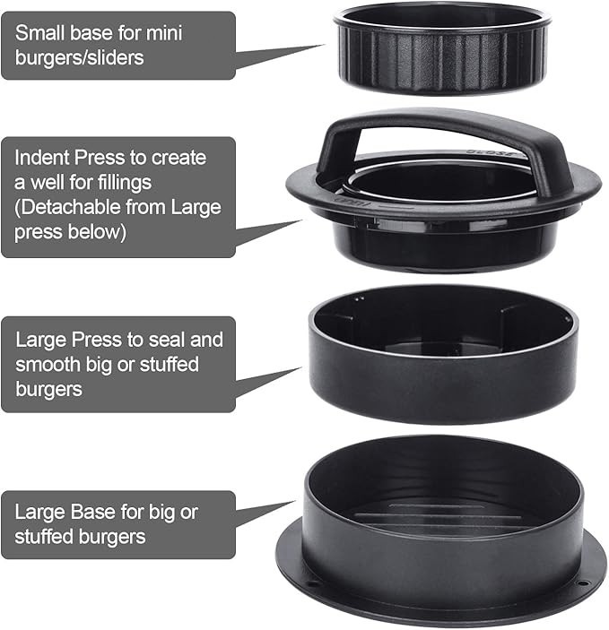 Non Stick 3 IN 1 Stuffed Burger Press Hamburger Patty Molds Maker Sliders BBQ US gallery