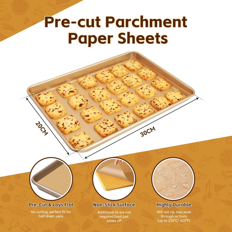 200 Pcs Unbleached Parchment Paper Baking Sheets, 8x12 inch 8 x12 gallery