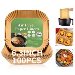 Air Fryer Liners Disposable Paper,100Pcs Parchment Paper 6.3″ Square, Beige