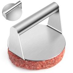 5.5Inch Stainless Steel Round Smash Burger Press for Bacon Patty Griddle Cooking
