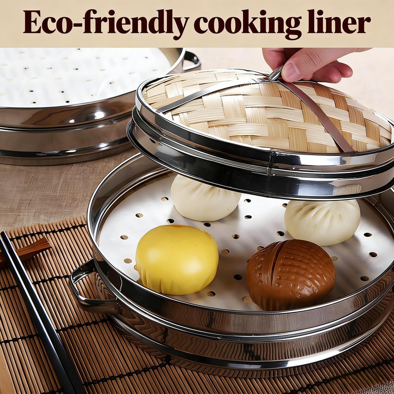 100pcs 10" Anti-Stick Steamer Paper, Round Air Fryer Parchment 10-Inch, White gallery