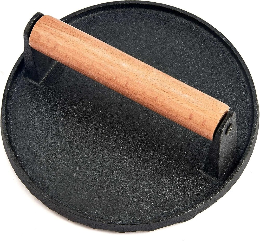 7 Inch Griddle Press Cast Iron Round Smash Grill Press Burger Smasher Bacon Meat