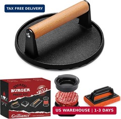 Grilliance Smash Burger Press Kit, 3 in 1 Hamburger Press Patty Maker, Dark Blac