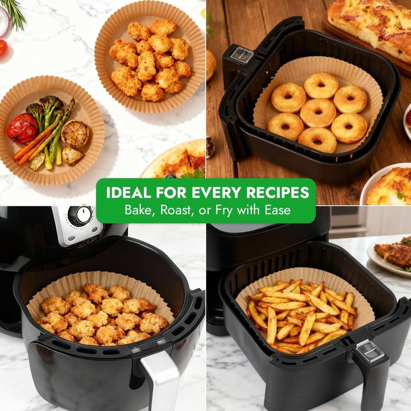 BYKITCHEN 300PCS Disposable Air Fryer Liners 8 inch for 5-8 QT-300PCS, Nature gallery