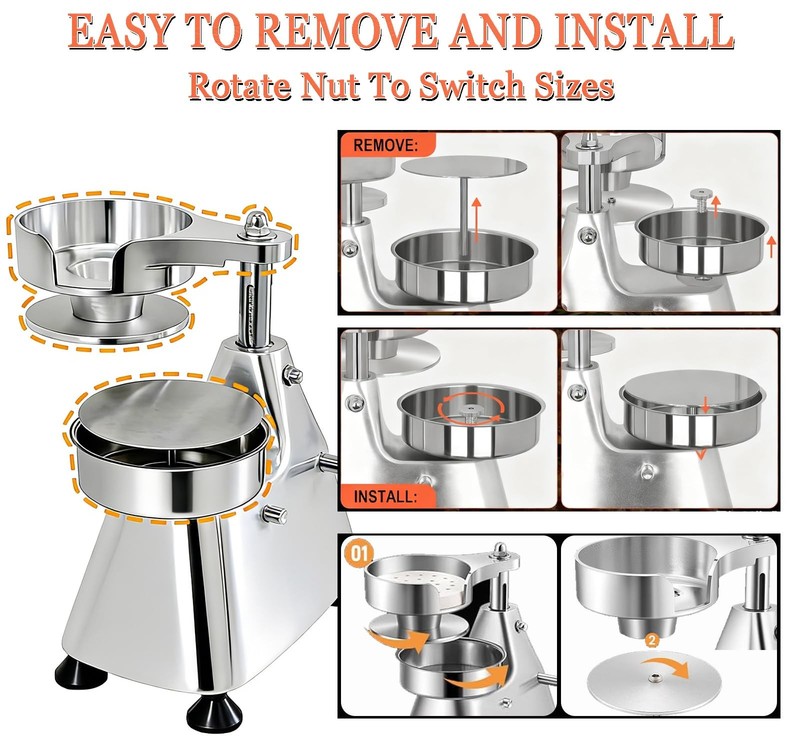 3 in 1 Commercial Burger Patty Maker 4/5/6 Inch Hamburger Press - Heavy Duty ... gallery